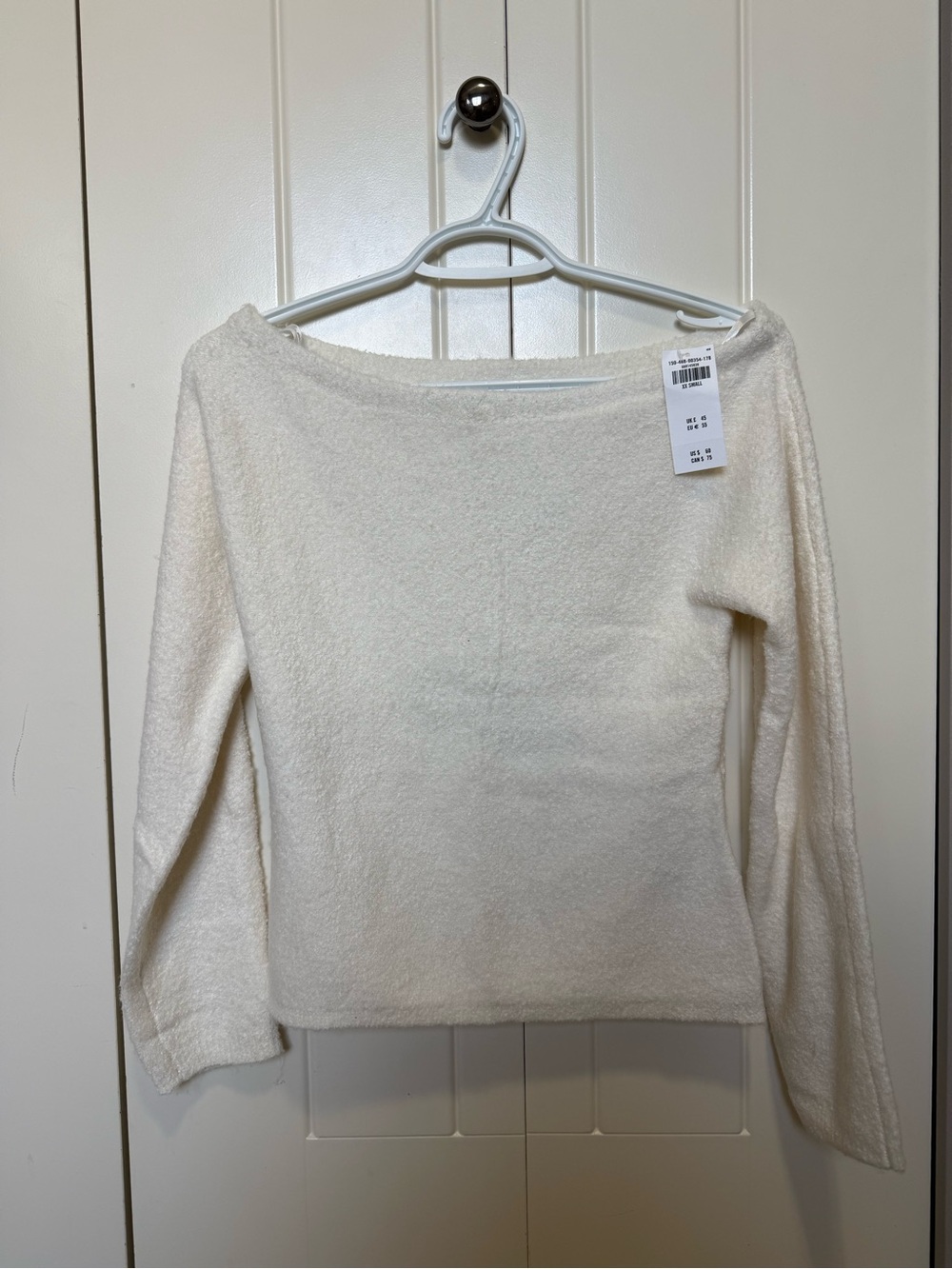 Abercrombie & Fitch Off-Shoulder BouclΓ© Knit Sweater Cream New With Tags